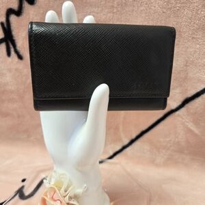 Prada Black Saffiano Leather Key Holder
